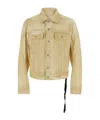 Rick Owens Drkshdw 'trucker' Beige Jacket With Classic Collar And Drawstring Detail On The Waist In Nude
