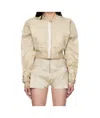 Rick Owens Drkshdw Beige Hollywood Cropped Denim Flight Jacket In Nude