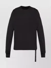 Rick Owens Drkshdw Long Sleeve Crewneck Sweatshirt With Ribbed Cuffs In Black