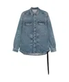 Rick Owens Drkshdw Collared Jacket Shirt Two Front Pockets In Empire Blue