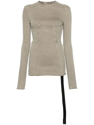 Rick Owens Drkshdw Long Sleeve Denim T-shirt In Grey
