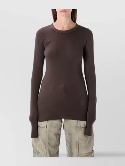 RICK OWENS DRKSHDW LONG SLEEVE FITTED CREW NECK TOP
