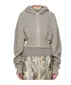 Rick Owens Drkshdw Long Sleeve Hooded Sweatshirt In Gray