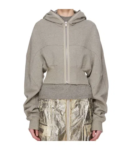 Rick Owens Drkshdw Long Sleeve Hooded Sweatshirt In Gray