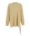 Rick Owens Drkshdw 'jumbo' Beige Crewneck T-shirt With Tonal Logo Patch On The Front And Drawstring Detail On The Waist In Nude