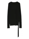 Rick Owens Drkshdw Long Sleeve Ribbed Top With Asymmetric Detail In Black
