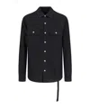 Rick Owens Drkshdw Drawstring Button-up Overshirt In Black