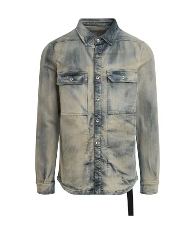 RICK OWENS DRKSHDW LONG-SLEEVED DENIM COAT