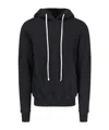 Rick Owens Drkshdw Drawstring Hood Sweatshirt Ribbed Cuffs In Black