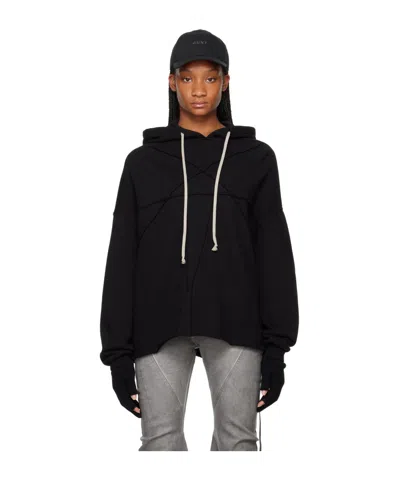 Rick Owens Drkshdw Long-sleeved Hooded Hoodie In Black
