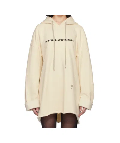 Rick Owens Drkshdw Long-sleeved Hooded Sweatshirt In 2109 Natural/black