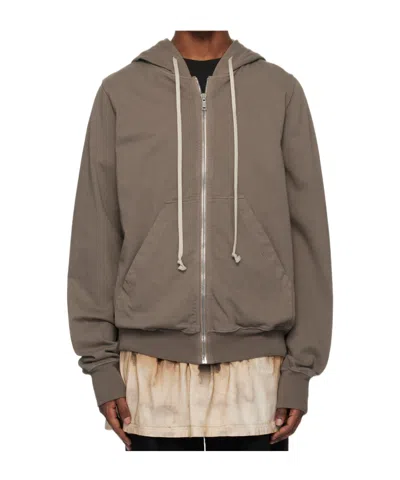 Rick Owens Drkshdw Cotton Hooded Jacet In Brown