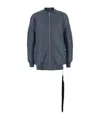 Rick Owens Drkshdw Grey 'jumbo Flight' Bomber Jacket With Strap Detail  In Tech Fabric Man In Gray