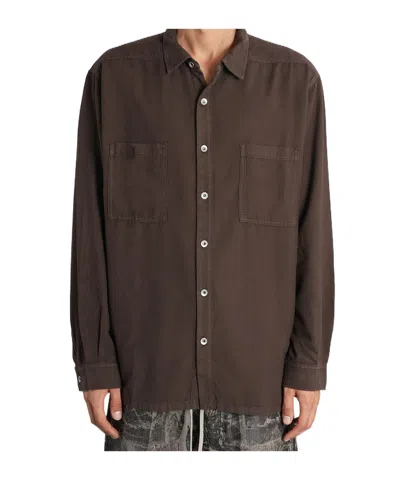 Rick Owens Drkshdw Long-sleeved Shirt In Brown