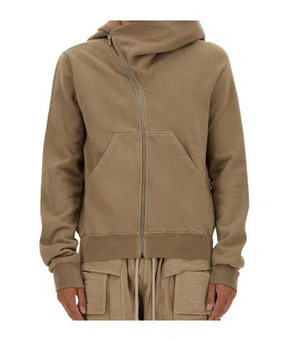 Rick Owens Drkshdw Hooded Sweater Front Pocket In Brown