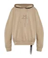 Rick Owens Drkshdw Star-embroidered Drawstring Hoodie In Brown