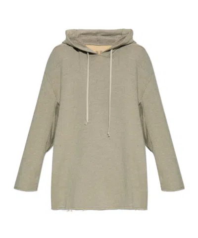 RICK OWENS DRKSHDW FRAYED-HEM HOODED SWEATSHIRT