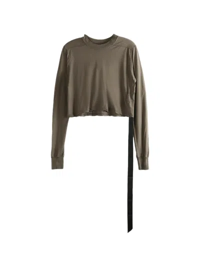 Rick Owens Drkshdw Long-sleeve Cropped Sweatshirt In Brown