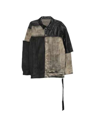 Rick Owens Drkshdw Collared Long-sleeved Casual Jacket In Black