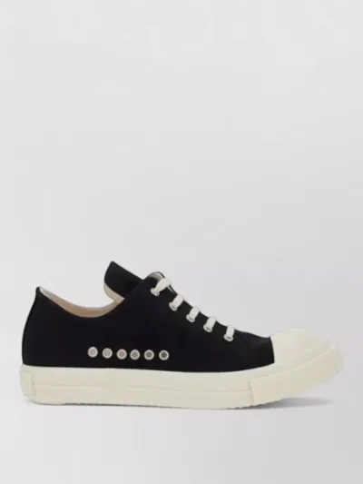 Rick Owens Drkshdw Low Canvas Sneakers Round Toe In Black