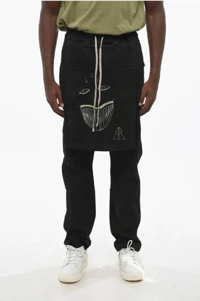 Rick Owens Drkshdw Low-crotch Loose Fit Toothface Belas Pants In Black