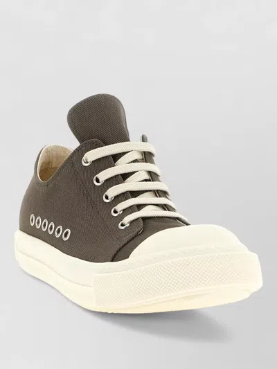Rick Owens Drkshdw Low Top Canvas Trainers Round Toe In Grey