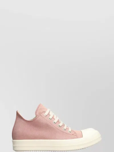 Rick Owens Drkshdw Low Top Canvas Sneakers With Shark-tooth Soles In Pink
