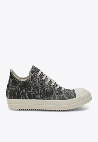 RICK OWENS DRKSHDW LOW-TOP DENIM-EFFECT SNEAKERS