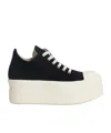 Rick Owens Drkshdw Abstract Canvas Low Sneakers In Black