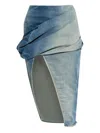 Rick Owens Drkshdw Womens Washed Indigo Twisted Front-slit Denim Midi Skirt Xs In Blau