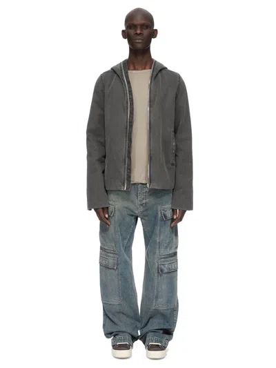 Rick Owens Drkshdw Low-rise Loose-fit Five-pocket Cargo Jeans With Zip Closure In Blu
