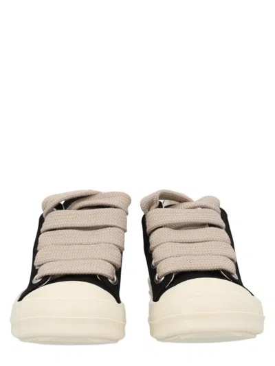 Rick Owens Drkshdw Low-top Sneakers With Oversized Beige Laces And Thick Off-white Sole In Multi