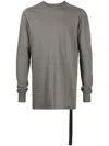 Rick Owens Drkshdw Long-sleeve Drawstring Cotton T-shirt In Grey
