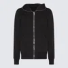 Rick Owens Drkshdw Relaxed Fit Black Zip-up Hoodie With Extended Fabric Detail In Black
