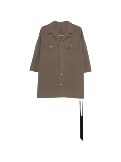 Rick Owens Drkshdw Magnum Tommy Chest-pocket Tie Shirt In Brown