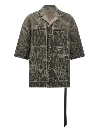 RICK OWENS DRKSHDW MAGNUM TOMMY CRACKLE-EFFECT SHIRT