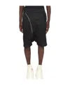 Rick Owens Drkshdw Make Old Zipper Coated Denim Shorts In Black