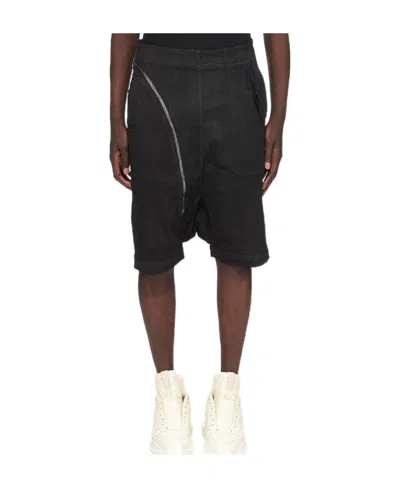 Rick Owens Drkshdw Make Old Zipper Coated Denim Shorts In Black
