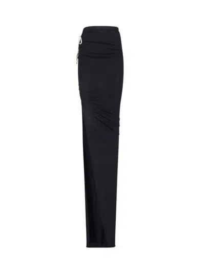 Rick Owens Drkshdw Maxi Cotton Skirt In Black