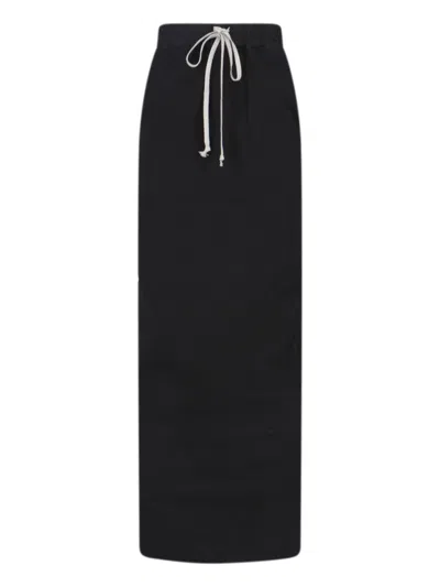 RICK OWENS DRKSHDW MAXI PENCIL SKIRT WITH DRAPED DETAIL - BLACK