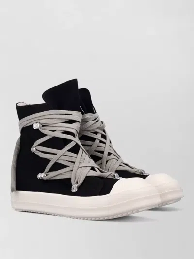 Rick Owens Drkshdw Megalace High Top Denim Sole Sneakers In Black