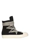 Rick Owens Drkshdw Megalace Overdyed Denim Sneakers, Black/milk/milk, 13 oz In Black