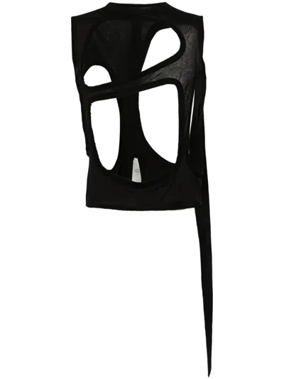 Rick Owens Drkshdw Membrane Cut-out Tank Top In Black