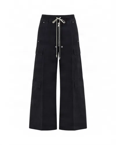 Rick Owens Drkshdw Creatch Jumbo Belas Black Cotton Wide-leg Cargo Pants