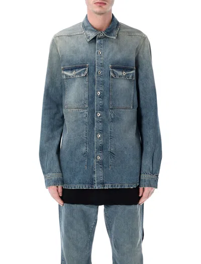 Rick Owens Drkshdw Men's Contemporary Coat - Ss26 Edition In Blue