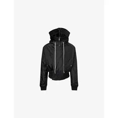 RICK OWENS DRKSHDW MENS BLACK ALICE CROPPED WOVEN PARKA