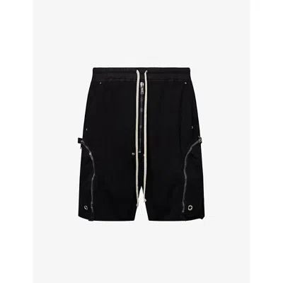 Rick Owens Drkshdw Mens Black Bauhaus Zipped-pocket Cotton-jersey Shorts In Blue