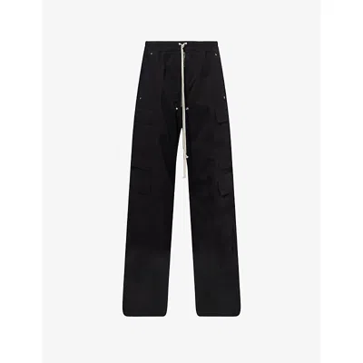 Rick Owens Drkshdw Mens Black Double Cargo Jumbo Belas Wide-leg Cotton Trousers