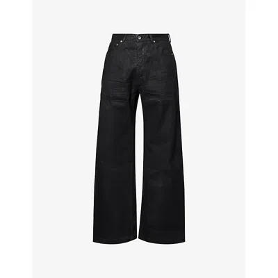 Rick Owens Drkshdw Mens Black Geth Coated Denim Jeans