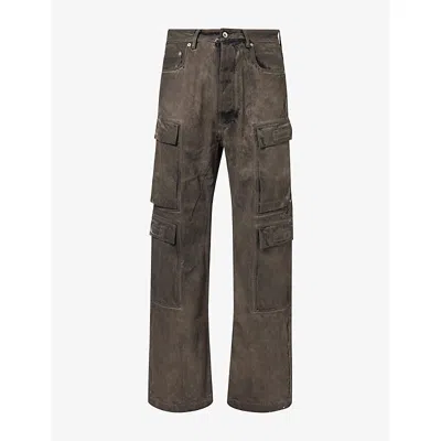 Rick Owens Drkshdw Mens Double Cargo Patch-pocket Denim Jeans Dust In Gray